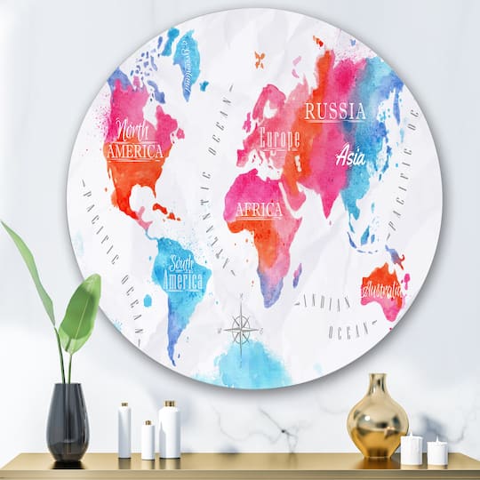 Designart - World Map In and Blue